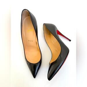Christian Louboutin Black leather Pigalle 100mm pointed toe pumps EU 39.5